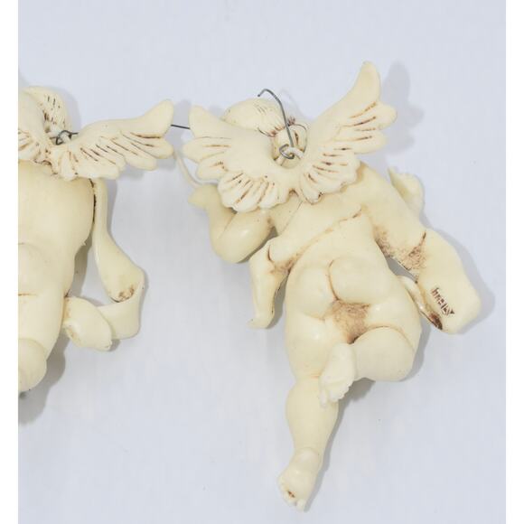 Vintage Fontanini Italy Angel Cherub Hanging Christmas Ornaments Set #4 - Picture 7 of 7